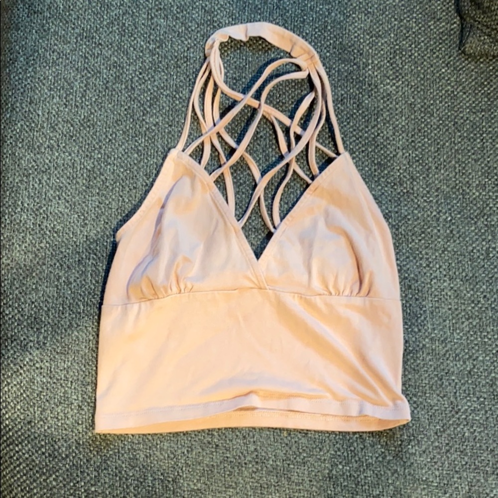 Blush Pink Caged Neck Halter Ceop Top